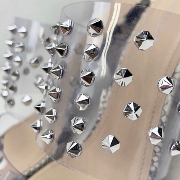 Caravel studded Snake Print Heeled Sandals - Picture 4 of 7